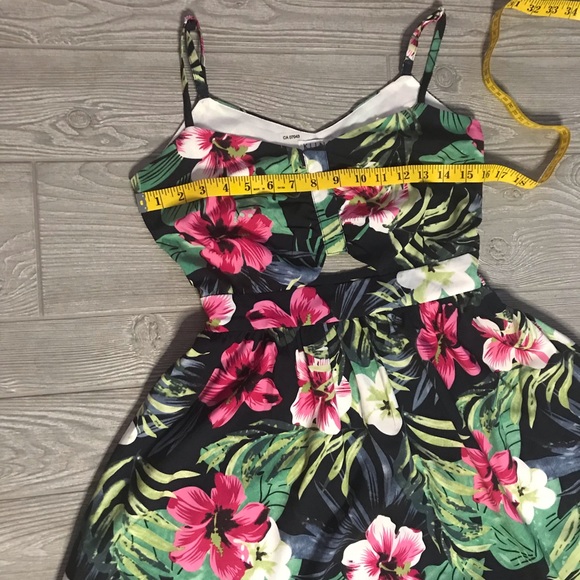 KLING Tropical Print Maxi Dress with Cut Out Detail in Navy Pink and Green - Picture 8 of 11